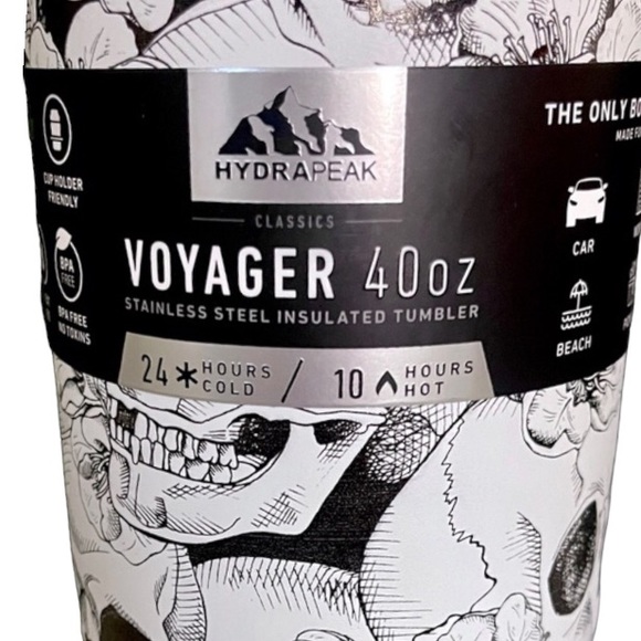 Hydrapeak voyager skull insulated 40 oz tumbler limited edition set HTF NWT - Picture 4 of 14